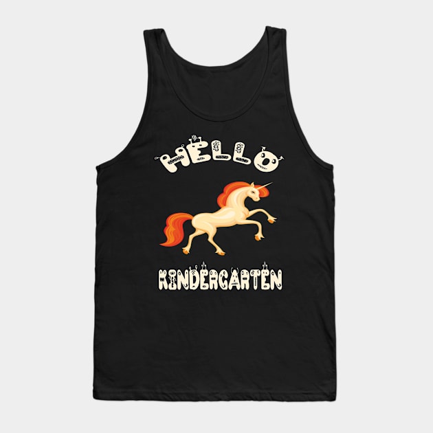 Hello Kindergarten Colorful Unicorn Back-To-School Preschool Design Tank Top by familycuteycom